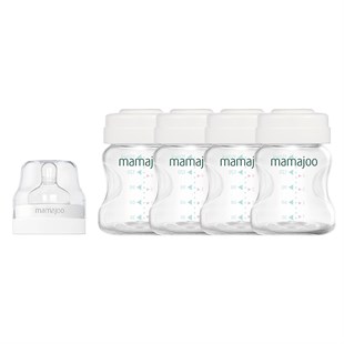 Mamajoo 4'lü Anne Sütü Saklama Kabı Seti & Kapatma Halkalı Biberon Emziği / No.1 0 Ay+